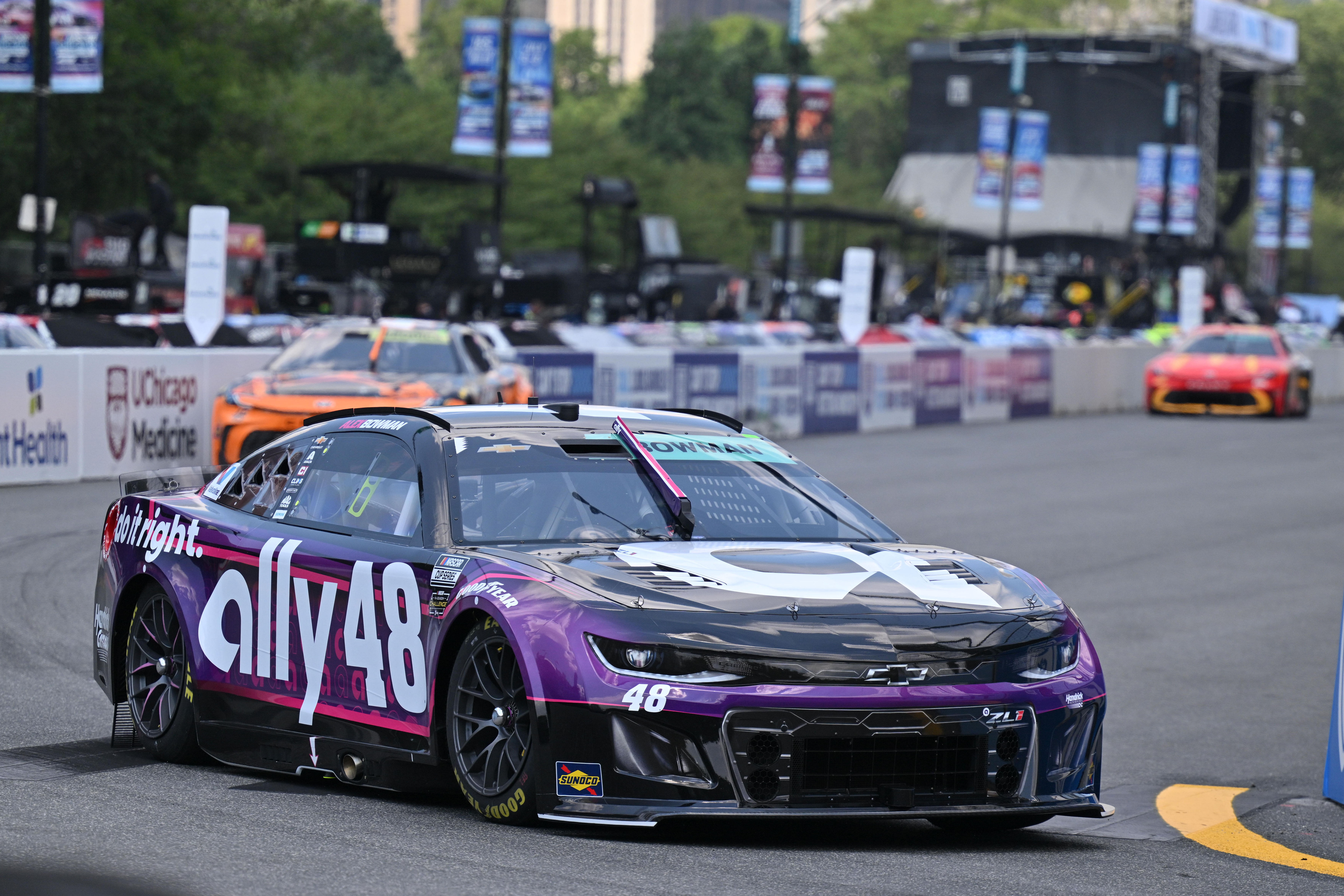 Alex Bowman driving the #48 Chevrolet on the streets of Chicago - Source: Imagn